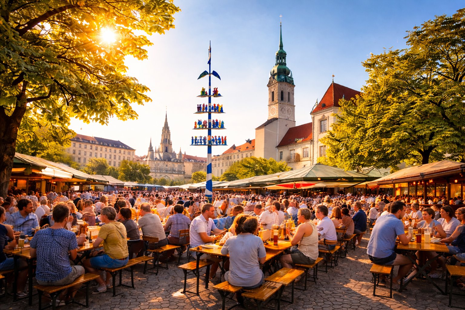 Viktualienmarkt München – Biergarten und Marktleben